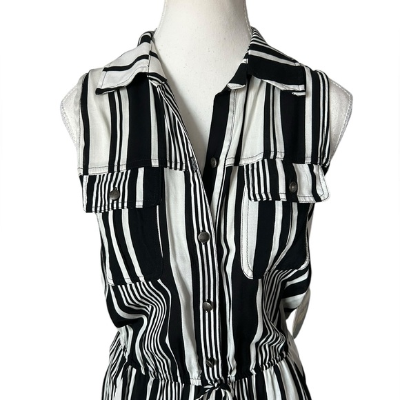 Bebop Black and White Striped Button Down Jumpsuit S - Picture 3 of 13